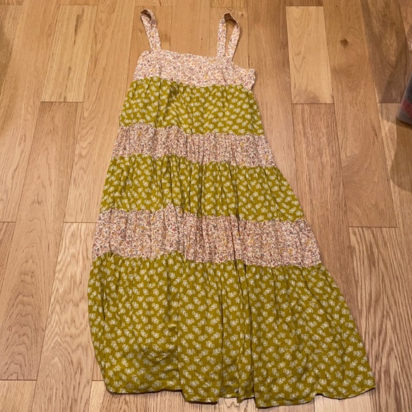 Madewell Tiered Print-Mix Midi Dress Jaipur Floral Tie Back - Picture 3 of 6